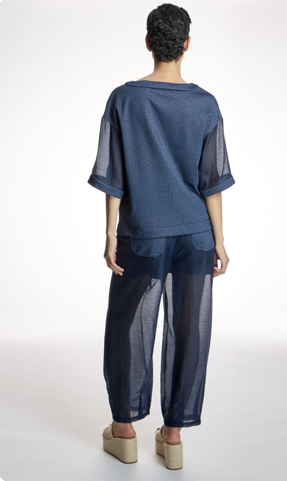PANTALÓN Alba Conde 1506 322 Gasa Azul marino - Imagen 2