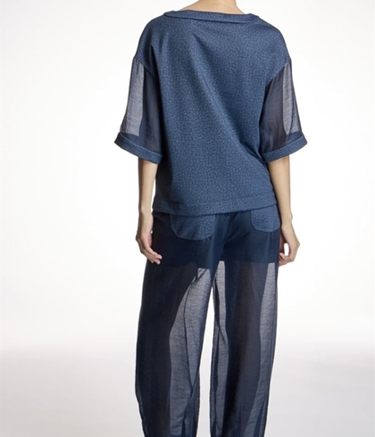 PANTALÓN Alba Conde 1506 322 Gasa Azul marino - Imagen 2