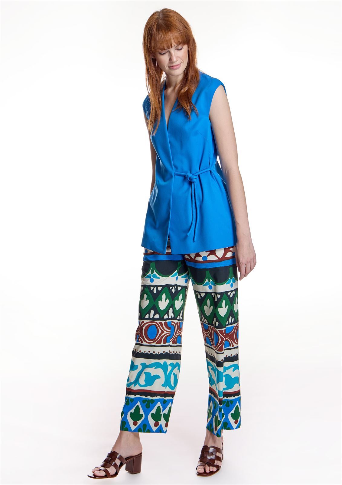 PANTALÓN Alba Conde 1508 AZUL ESTAMPADO MULTICOLOR - Imagen 4