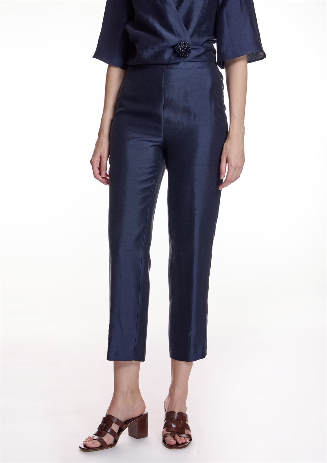 Pantalón Alba conde 1516 azul marino satinado - Imagen 3