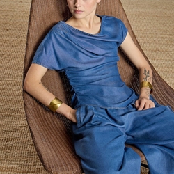 Pantalón Alba Conde 2502-406-36 fluido tencel vaquero azul - Imagen 1