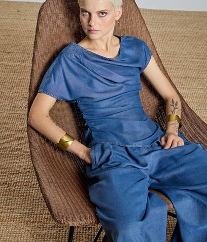 Pantalón Alba Conde 2502-406-36 fluido tencel vaquero azul - Imagen 1