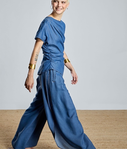 Pantalón Alba Conde 2502-406-36 fluido tencel vaquero azul - Imagen 2