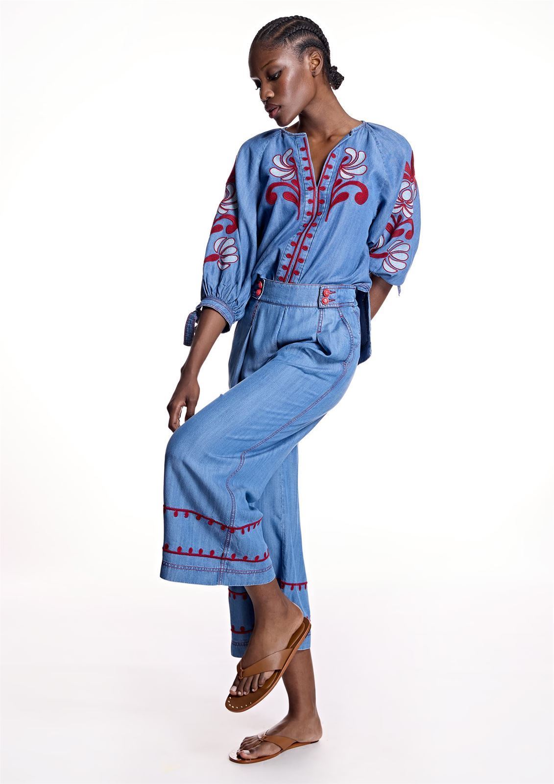 Pantalón ALBA CONDE 2504 DENIM BORDADO - Imagen 1