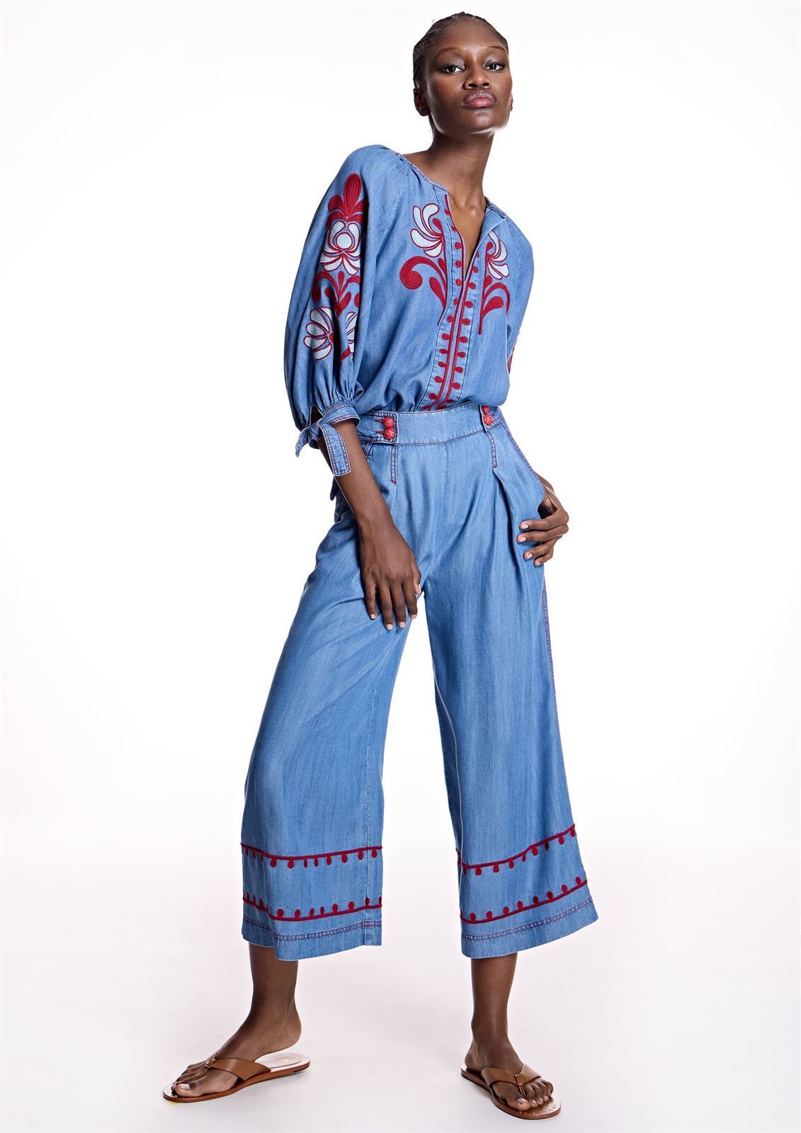 Pantalón ALBA CONDE 2504 DENIM BORDADO - Imagen 3
