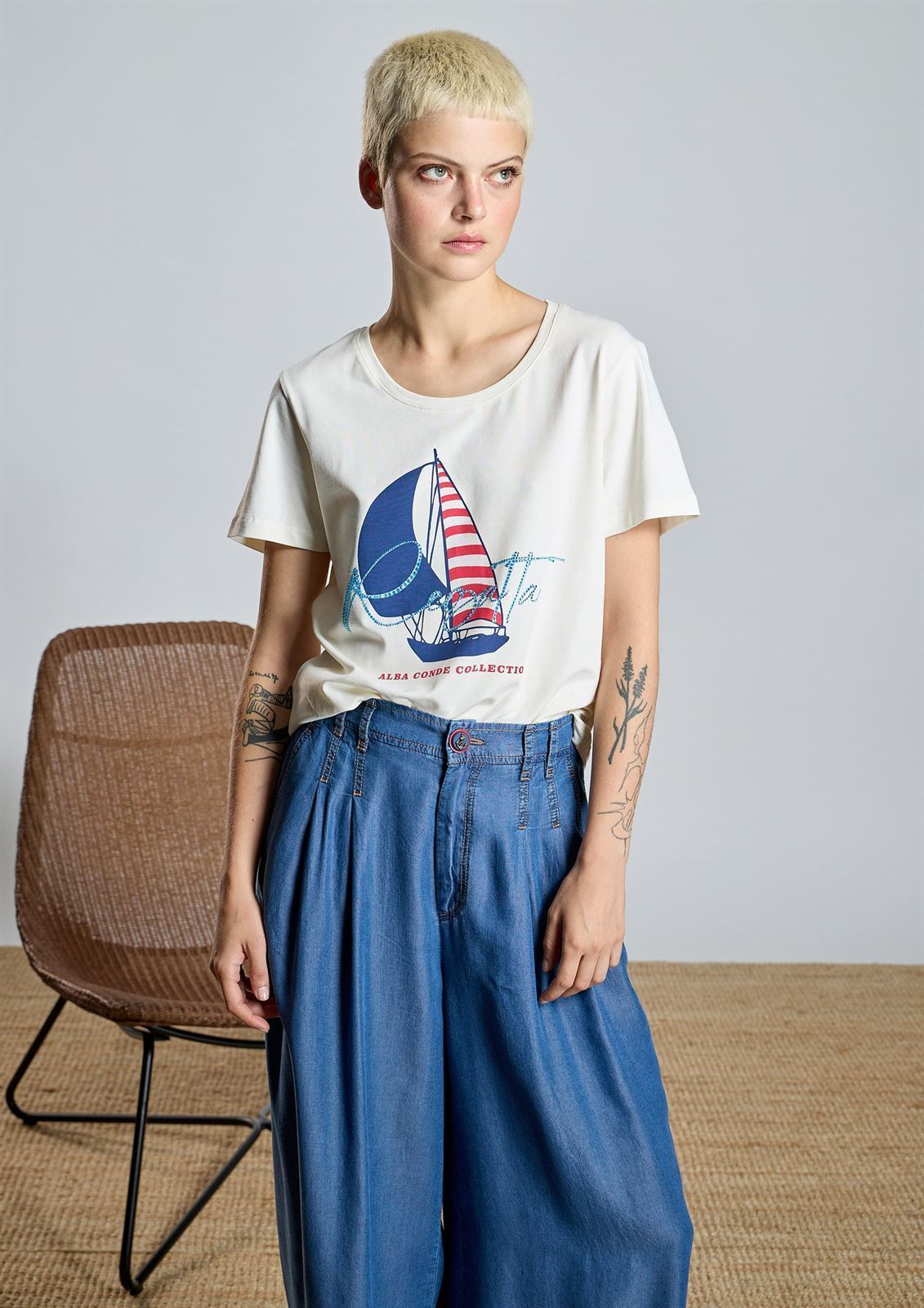 Pantalón Alba Conde 2506-406-36 tencel fluido vaquero azul - Imagen 1