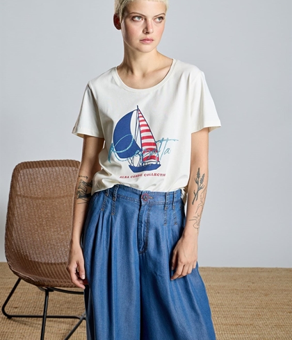 Pantalón Alba Conde 2506-406-36 tencel fluido vaquero azul - Imagen 1