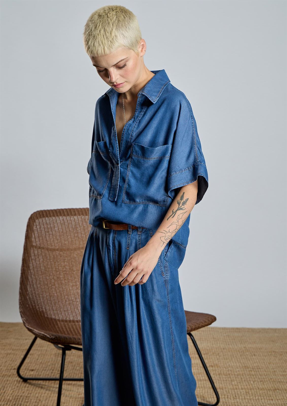 Pantalón Alba Conde 2506-406-36 tencel fluido vaquero azul - Imagen 2