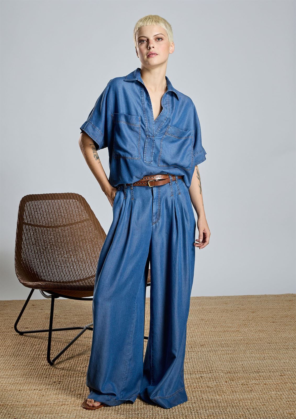 Pantalón Alba Conde 2506-406-36 tencel fluido vaquero azul - Imagen 3