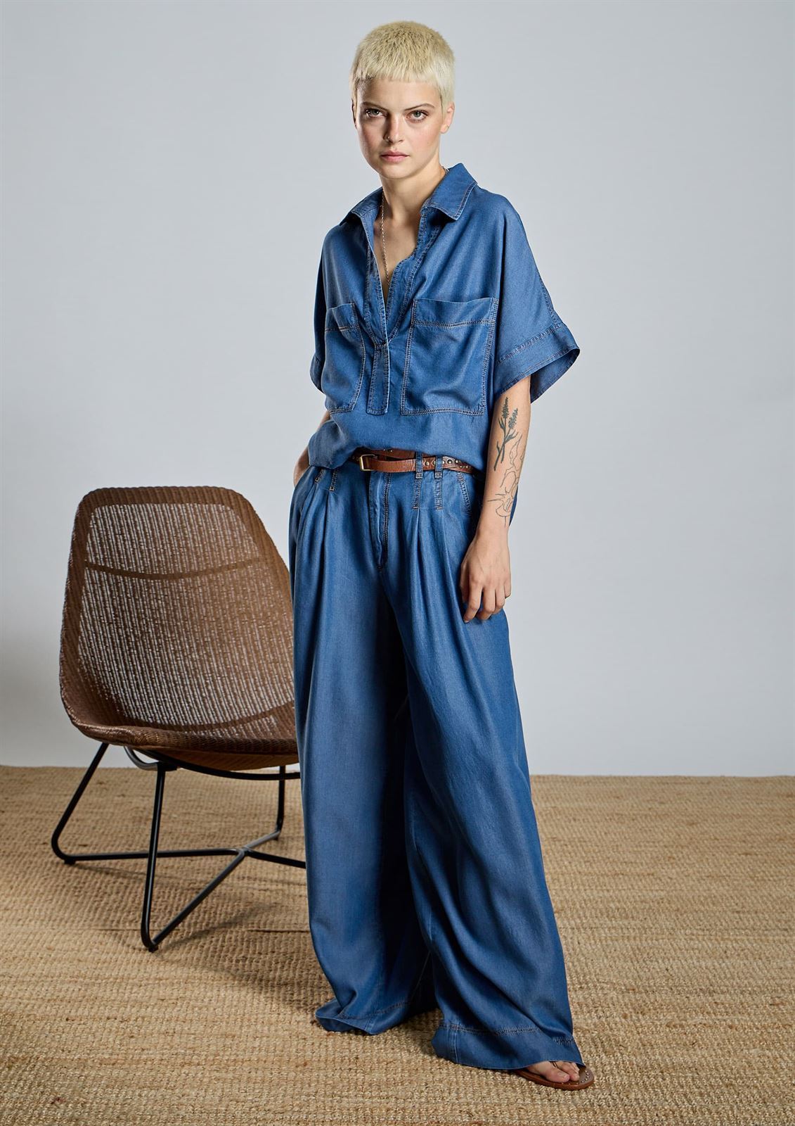 Pantalón Alba Conde 2506-406-36 tencel fluido vaquero azul - Imagen 4