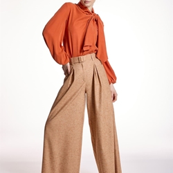 PANTALÓN Alba Conde 5500 PANTALÓN FLUIDO TWEED NARANJA - Imagen 1