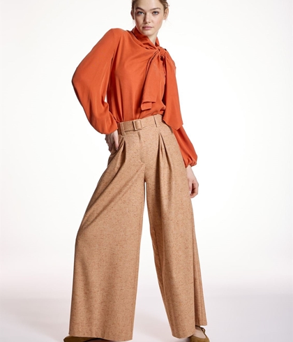 PANTALÓN Alba Conde 5500 PANTALÓN FLUIDO TWEED NARANJA - Imagen 1