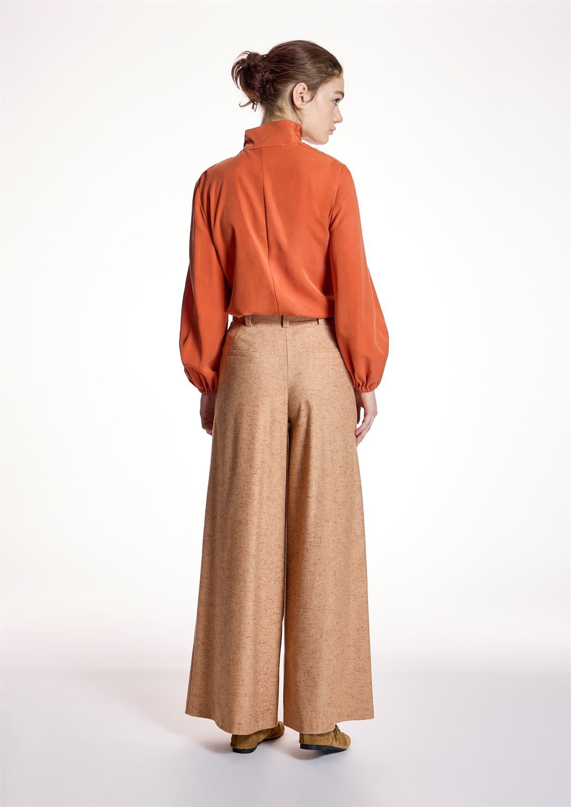 PANTALÓN Alba Conde 5500 PANTALÓN FLUIDO TWEED NARANJA - Imagen 4