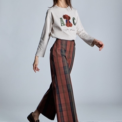 Pantalón Alba Conde 5570-381-81 Culotte de cuadros marrón - Imagen 2