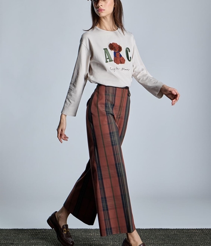 Pantalón Alba Conde 5570-381-81 Culotte de cuadros marrón - Imagen 2