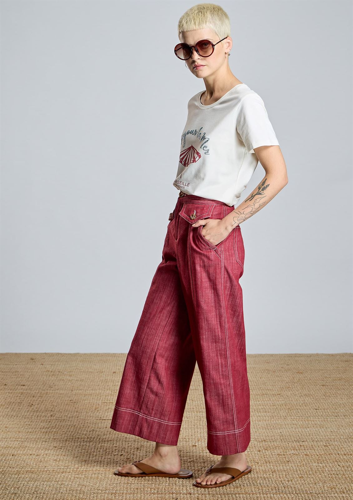 Pantalón culotte Alba Conde 2501-405-41 denim granate - Imagen 2