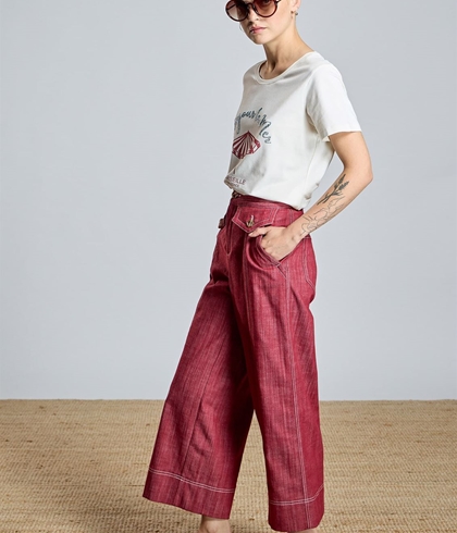 Pantalón culotte Alba Conde 2501-405-41 denim granate - Imagen 2