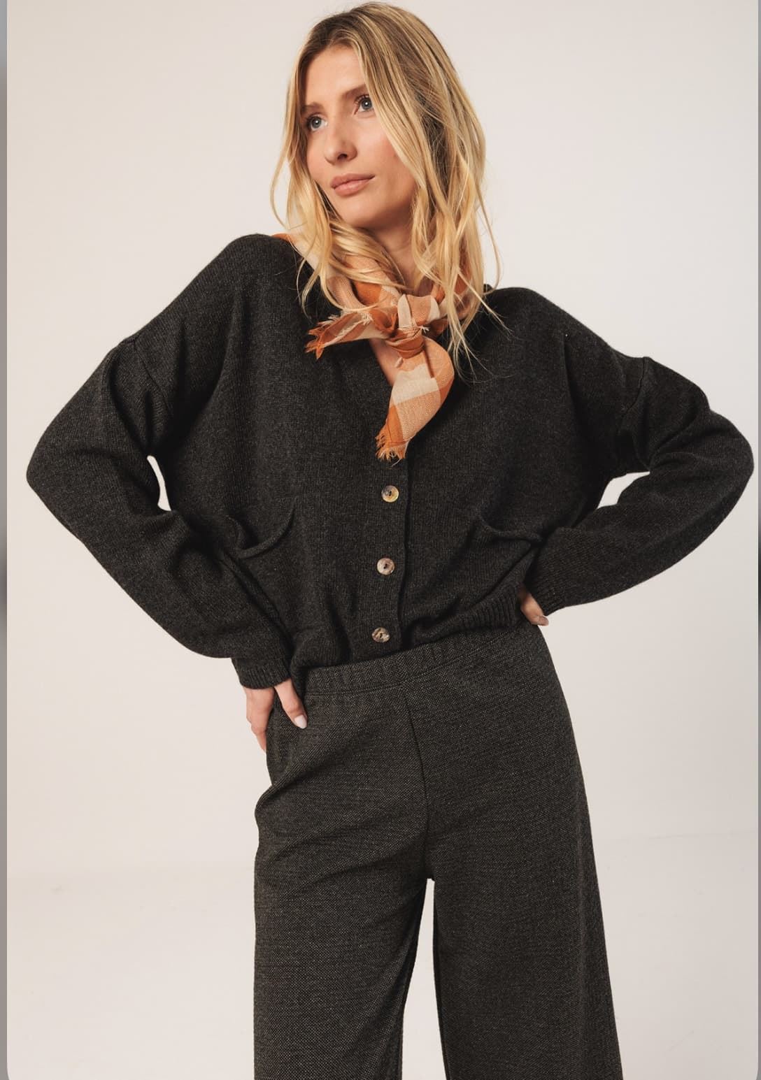 Pantalón culotte Indi & Cold ES397 JAMES cuadros gris marengo - Imagen 5