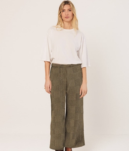 Pantalón culotte Indi & Cold ES397 JAMES cuadros verde khaki - Imagen 1