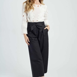 Pantalón Derhy BELEM culotte lino negro - Imagen 1