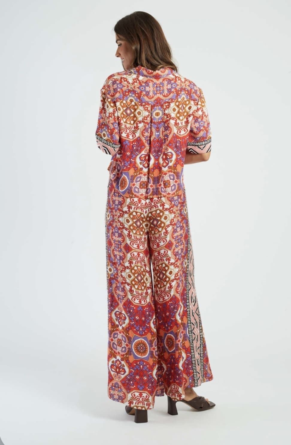 Pantalón Derhy BERTILLE ancho estampado rojo - Imagen 1