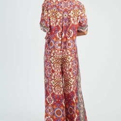 Pantalón Derhy BERTILLE ancho estampado rojo - Imagen 1