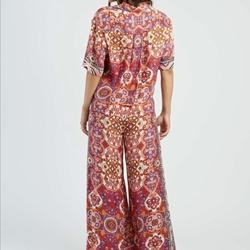 Pantalón Derhy BERTILLE ancho estampado rojo - Imagen 2