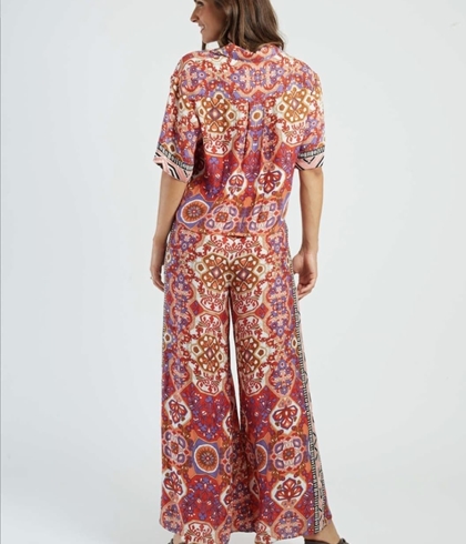 Pantalón Derhy BERTILLE ancho estampado rojo - Imagen 2