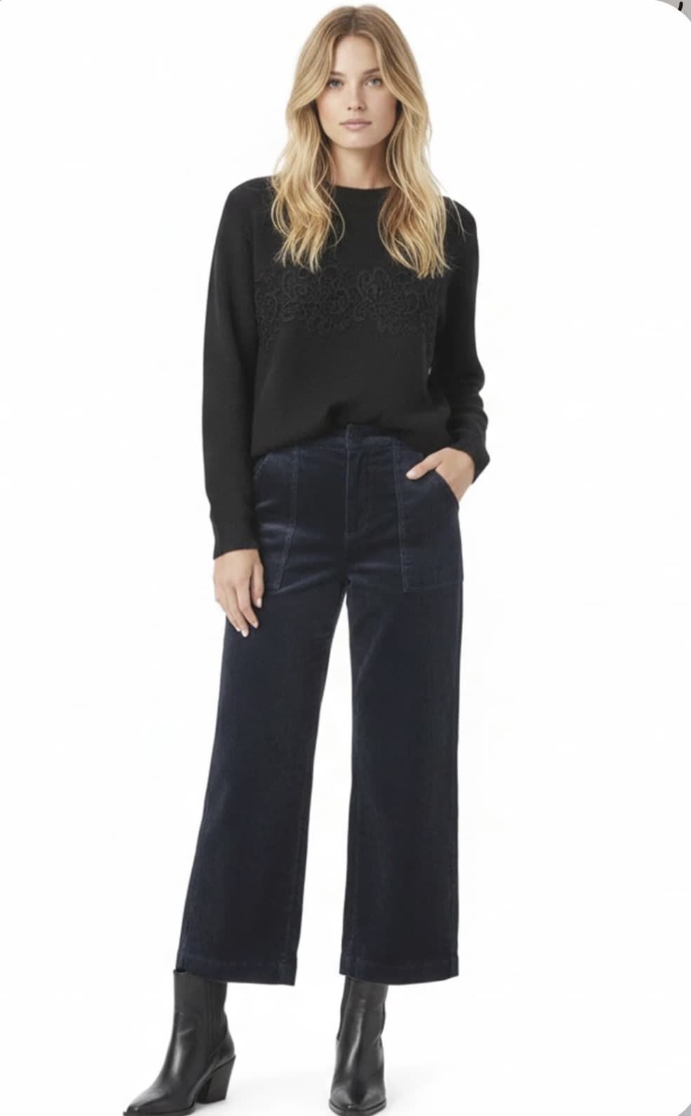 Pantalón Derhy CINDY antelina azul marino - Imagen 1