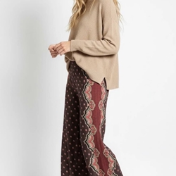 PANTALÓN Derhy CINTHIA ancho estampado marrón - Imagen 2