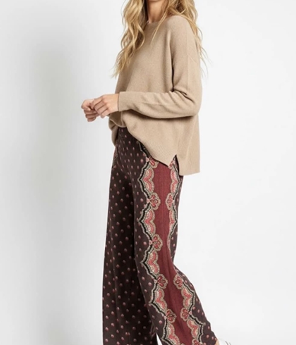PANTALÓN Derhy CINTHIA ancho estampado marrón - Imagen 2