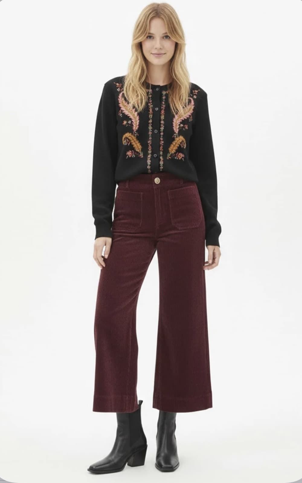 Pantalón Derhy COFLAMAND PANA BURDEOS - Imagen 2