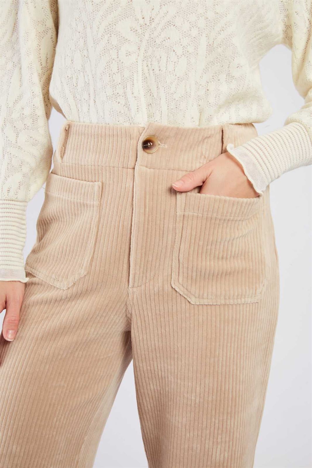 Pantalón Derhy FLAMANT pana Beige - Imagen 2