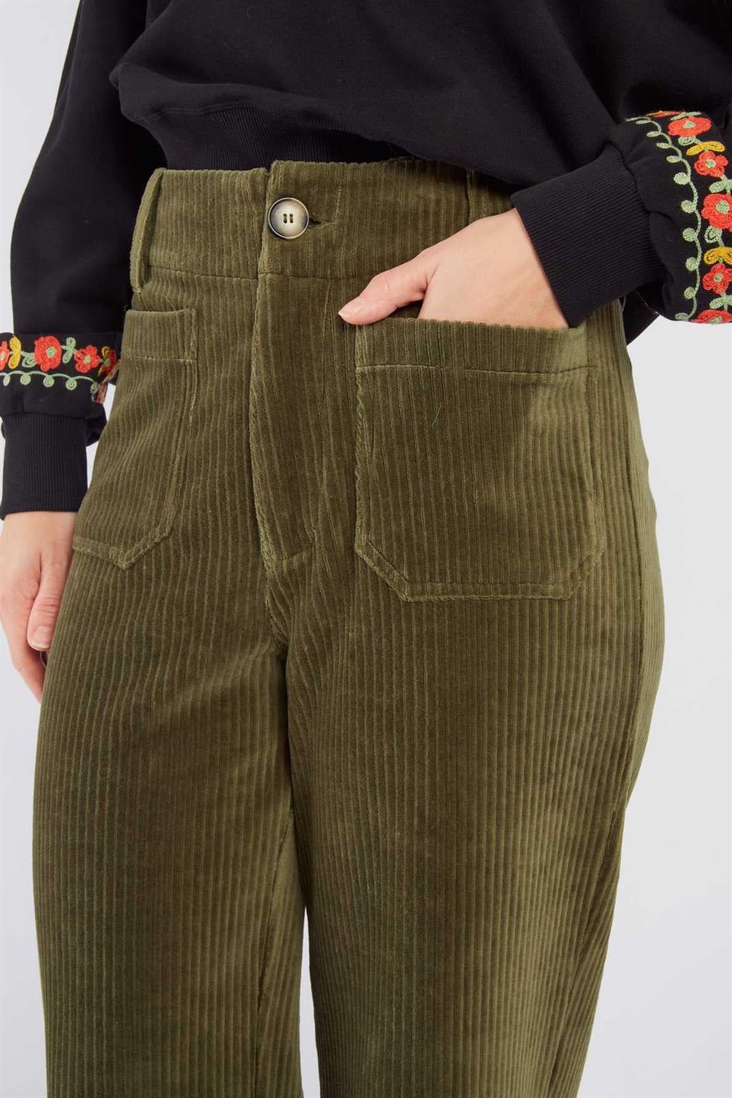 Pantalón Derhy FLAMANT pana kaki - Imagen 1