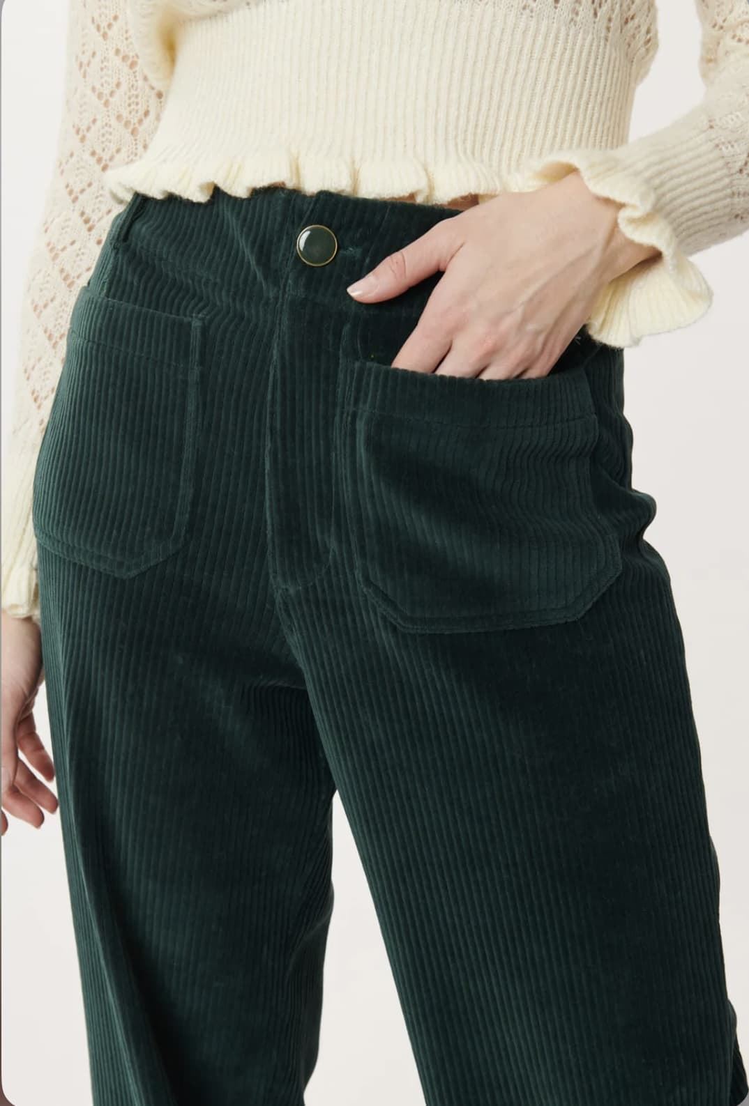 Pantalón Derhy Nanouk pana verde - Imagen 1