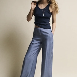 Pantalón ese O ese KEOPS azul grisáceo rayas - Imagen 1