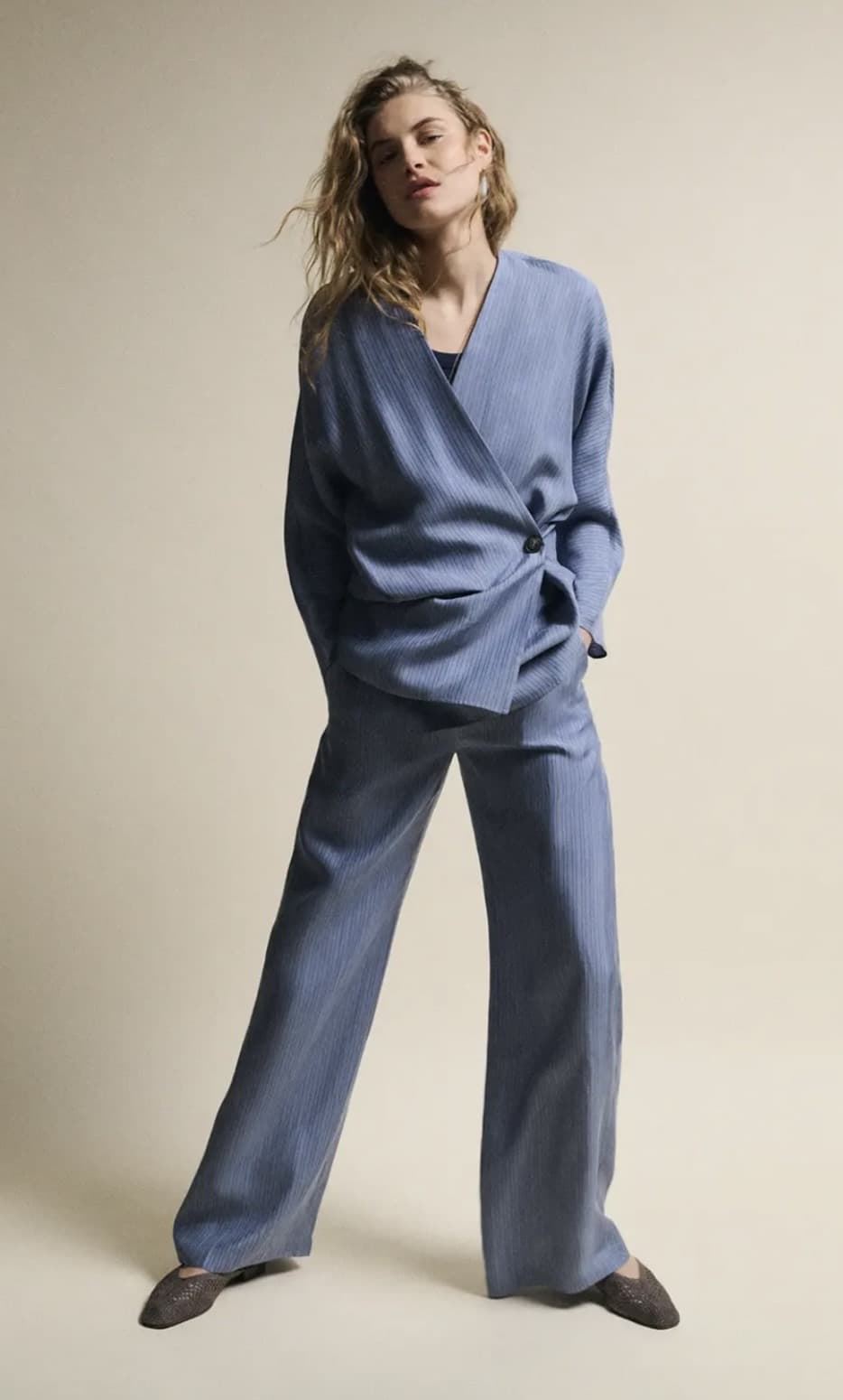 Pantalón ese O ese KEOPS azul grisáceo rayas - Imagen 2