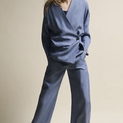 Pantalón ese O ese KEOPS azul grisáceo rayas - Imagen 2