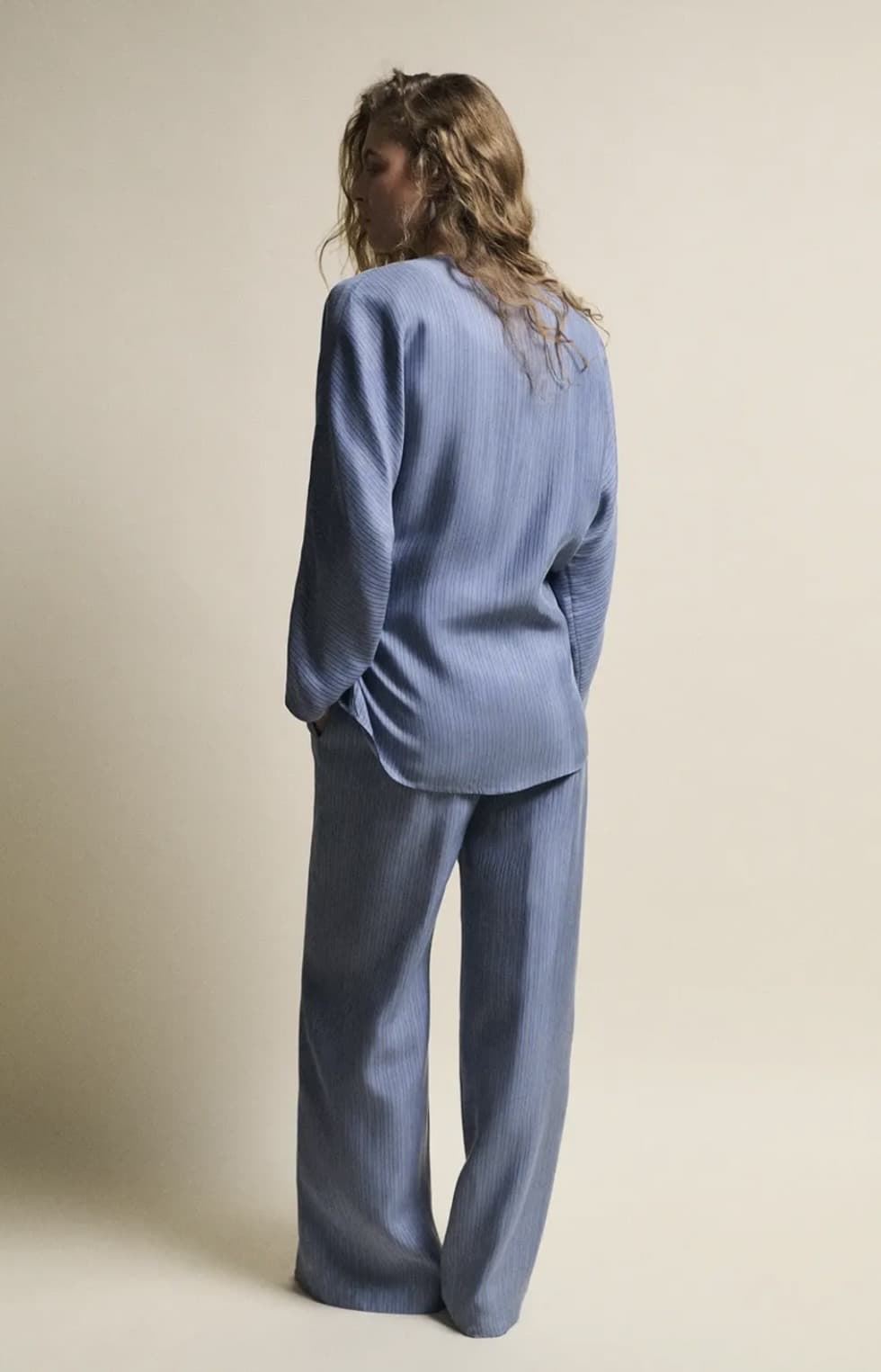 Pantalón ese O ese KEOPS azul grisáceo rayas - Imagen 6