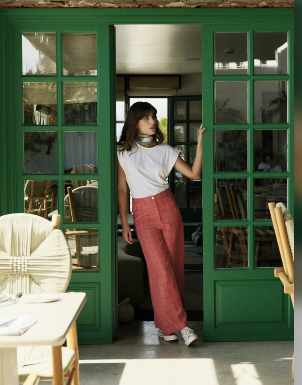 Pantalon Indi & Cold 224 cuadro ventana sandia. - Imagen 1