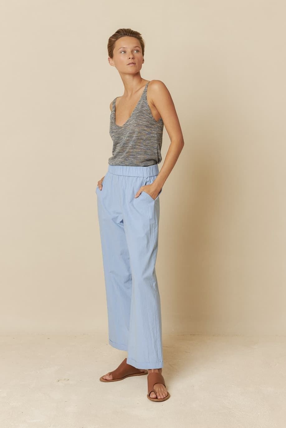 Pantalón Indi & Cold 291 crop popelin azul cielo - Imagen 3