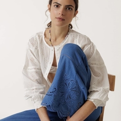 Pantalón Indi & Cold KI178 BAJO BORDADO azul británico - Imagen 1