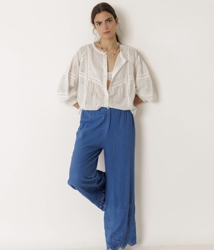 Pantalón Indi & Cold KI178 BAJO BORDADO azul británico - Imagen 2