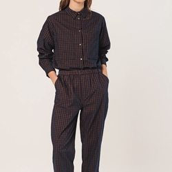 Pantalón Indi & Cold Micropana vichy MI121 azul/marrón - Imagen 1