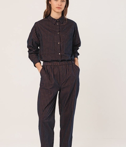 Pantalón Indi & Cold Micropana vichy MI121 azul/marrón - Imagen 1