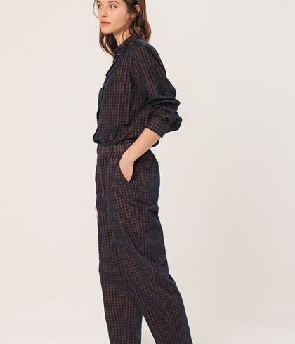 Pantalón Indi & Cold Micropana vichy MI121 azul/marrón - Imagen 2