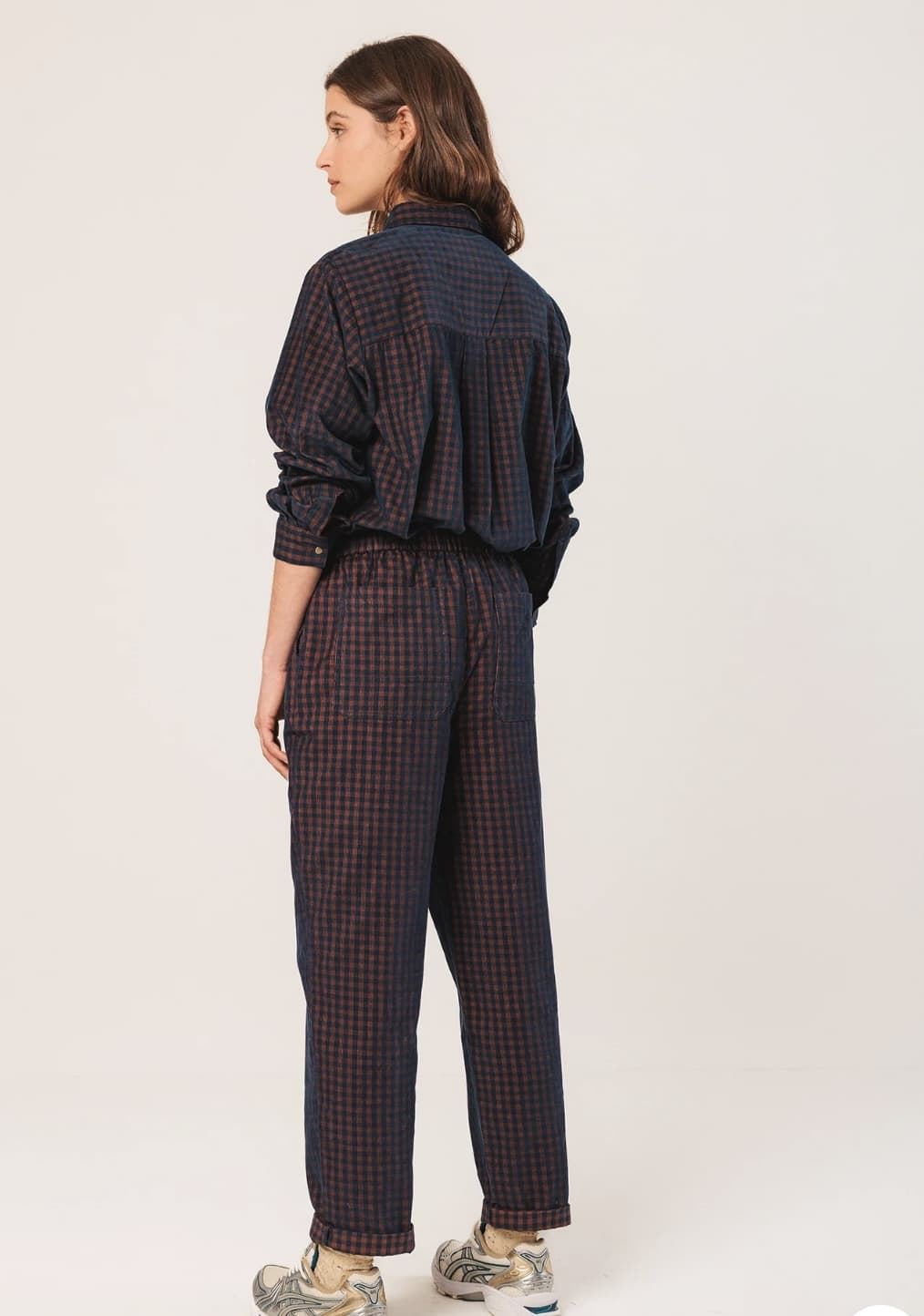 Pantalón Indi & Cold Micropana vichy MI121 azul/marrón - Imagen 3