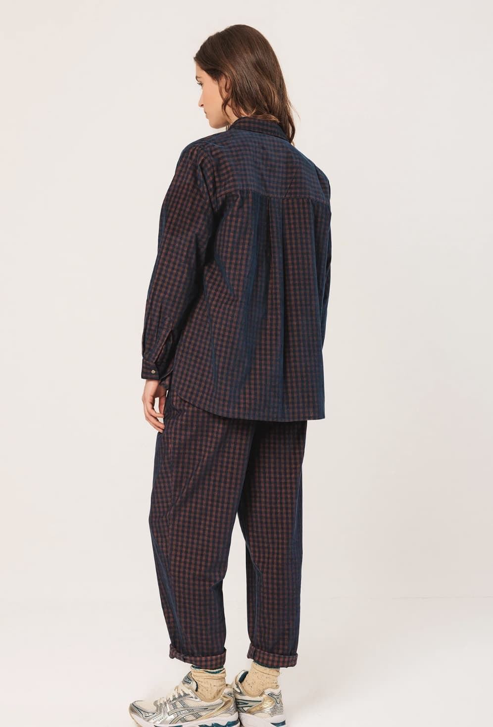 Pantalón Indi & Cold Micropana vichy MI121 azul/marrón - Imagen 4