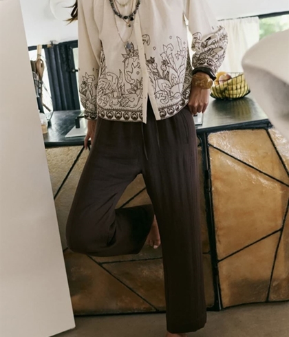 Pantalón Indi & Cold  NM290 FLUIDO CON CORDÓN  CHOCOLATE - Imagen 1