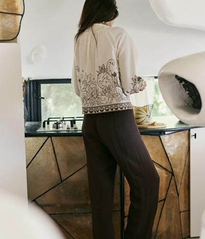 Pantalón Indi & Cold  NM290 FLUIDO CON CORDÓN  CHOCOLATE - Imagen 2